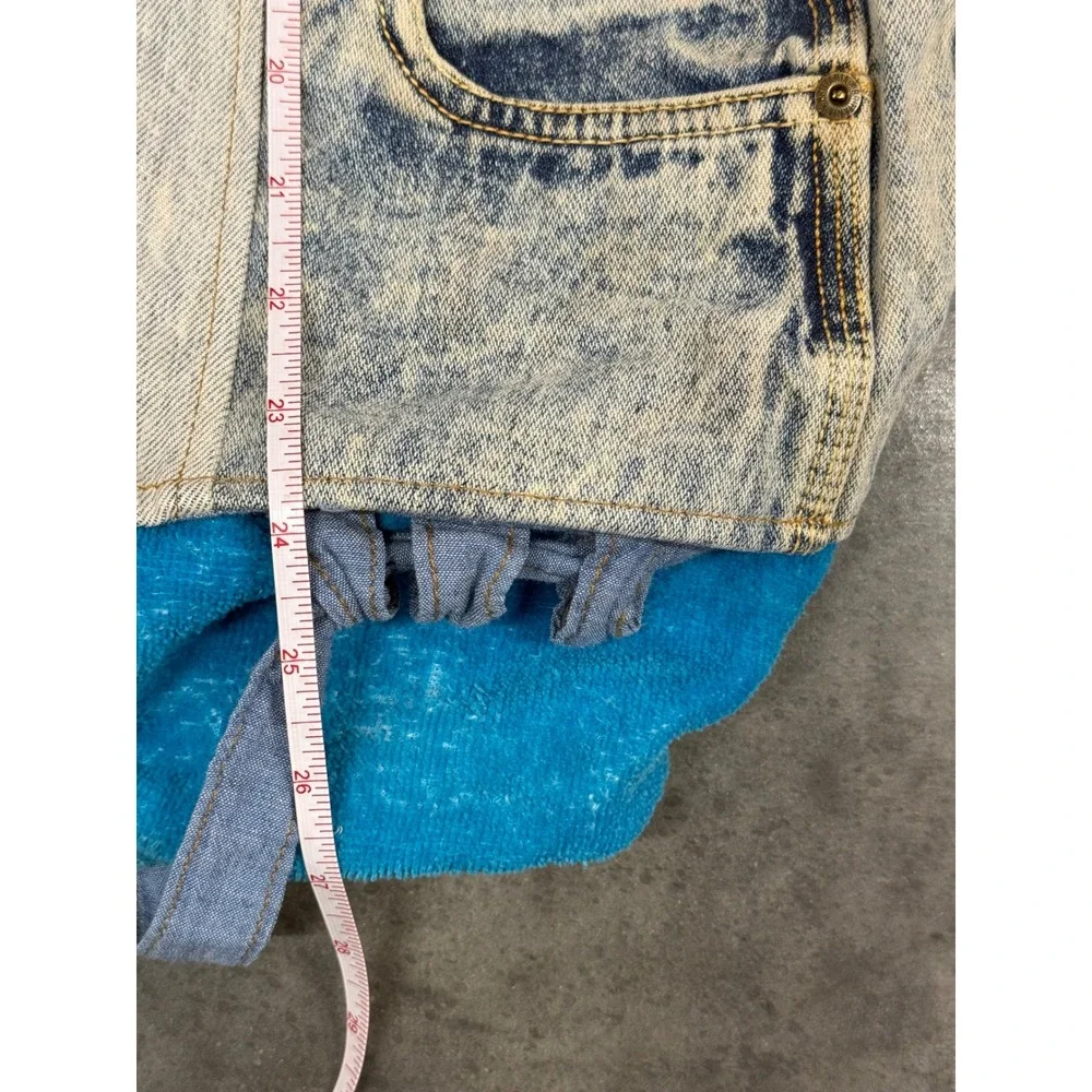 Too Cute Flintstones Mens Large Levis Patchwork Denim Jacket Acid Wash 90s